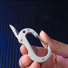 Titanium Key Chain Carabiner With Cutter Knife Outdoor Camping Hiking EDC Tools picture