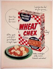 Vintage 1950s Shredded Ralston Wheat Chex Cereal Print Ad St. Louis MO picture
