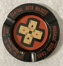 rare CENTRAL AUTO MARKET-Council Bluffs,Iowa advertising Metal Ashtray picture