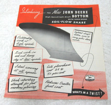 VINTAGE 1953 JOHN DEERE TRACTOR PLOW BOTTOMS BROCHURE FURROW INSERT picture