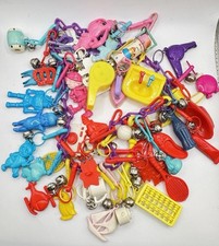 Vintage 1980s Retro Bell Clip On Charms Necklace Chain Plastic 39 Charms EUC picture