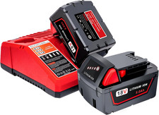 2 Pack Replace for Milwaukee M18 Battery 5.0Ah and Charger Combo,Compatible with picture