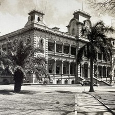 Iolani Palace Honolulu Hawaii Stereoview Keystone View Co. 1929 Curved Mount picture