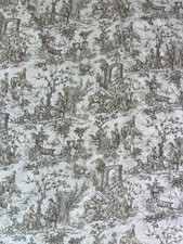 Pair of Antique French Cotton Toile Curtains in Brown/Cream picture