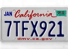 CALIFORNIA passenger 2022 license plate 