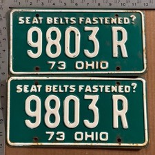 1973 Ohio license plate pair 9803 R YOM DMV Ford Chevy Dodge 23824 picture