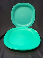 Set Of 4 Tupperware Luncheon Plates Aqua Teal New picture