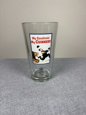 Guinness Pint Glass My Goodness My Guinness Lion Chasing Man Beer Cup picture