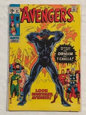 Avengers #87 1971 Origin of Black Panther T Challa Bronze Age Key Marvel VG+ 4.5 picture