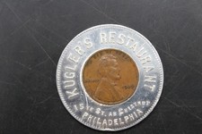 Vintage Kugler's Restaurant Philadelphia Advertising Encased Lucky Penny 1939 picture