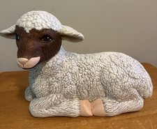 Scioto Large Ceramic Lamb Figurine 1989 Resting Sheep Hand Painted 10