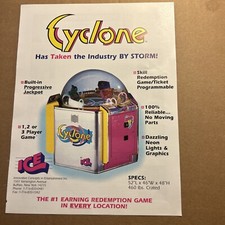 ORIGINAL 11- 8” arcade  game AD Flyer 1995 Ice Cyclone White picture