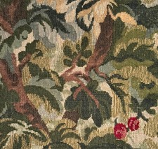 CLARENCE HOUSE Henri II Original Tapestry Green Red Linen Cotton Remnant New picture