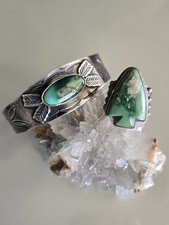 Antique Fred Harvey Era Sterling Native American Turquoise Set picture