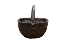 Antique Chinese Bentwood Woven Willow Rice Harvest Gathering Basket 16