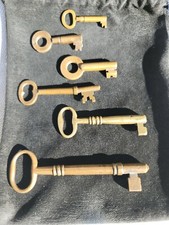 ONE Beautiful Old Miniature French Brass Skeleton Key☆Antique Chest or Clock Key picture