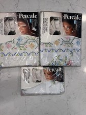 Vintage NOS 70s Montgomery Ward Stitch In Time Full Sheet Set Percale No Iron picture