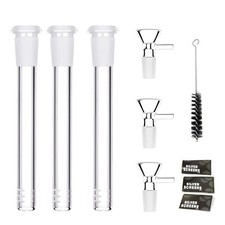 3PC 4.7 ''Glass Bong 18.8mm Down Stem  +3PC 14mm Bowl Water Pipe Brush Screen picture