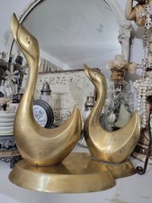 RARE~WOW LARGE Vintage PAIR Brass Duck Sculptural BASE Decor PATINA picture
