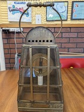 Vintage 70's CAPTAIN D'S Restaurant Deco Light Nautical Brass/Glass Ship Lantern picture