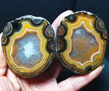 Rare 177.3G 1 Pair Natural Inner Mongolia Gobi Eye Agate Geode Collection CA2741 picture