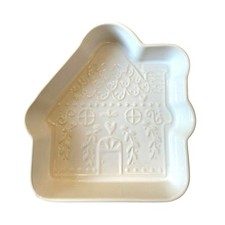 Gingerbread House Baking Dish White Christmas Holiday Stoneware 11in NEW picture