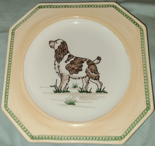 Vtg C. E. Corey English Springer Spaniel luncheon or dessert plate, *CRAZING* picture