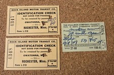 Vintage Pullman Ticket Rock Island Motor Transit Bus Check Lot Owatonna Minn TX picture