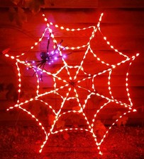 VTG 5ft LED Spider Web Halloween Lighted Decor Orange Purple Twinkling 1 Spider picture