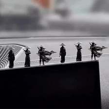 6pcs Mini Chinese Swordsman Figures Black Samurai Warrior Car Desk Decor Set picture