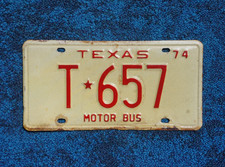1974 Texas MOTOR BUS License Plate picture