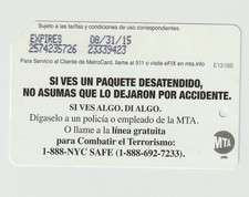 Metrocard if you see something .. New York Transit subway card Spanish Version picture