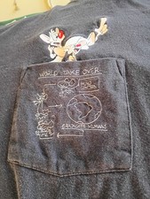 VNG 90s Pinky and the Brain Embroidered Pocket T-Shirt XXL Warner Bros VG-EX picture