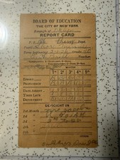 1926 NYC Board of Education Brooklyn PS 186 Antique Report Card School Ephemera picture