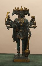 Panchmukhi Hanuman Antique Finish Statue in Brass Standing Big Five Face Hanuman picture