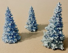 VTG Dept 56 Silver Glittered Trees Set of 3 Village Accessory Retired Item picture