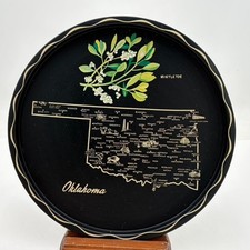VTG Oklahoma State Metal Souvenir Plate Collectible State Flower 11