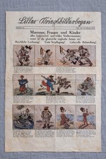 1915 Deutsche WWI Propaganda Newspaper Cartoon Sheet Anti-British Satire picture