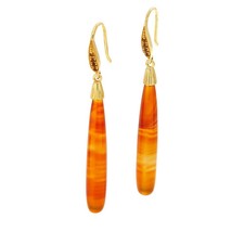 Rarities Sterling Silver GoldPlated Red Agate Pear-Shaped Drop Earrings, 1