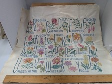Beautiful 1972 Cross Stitch Floral Sampler picture