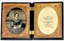 Listed Peck’s Oval & Lillies Double 1/4 Plate Daguerreotype Thermoplastic Case picture