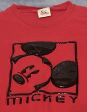 Vintage Disney Store Mickey Mouse T-Shirt Adult M Red Plastic/Puff Print Y2K picture