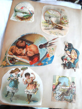 1876 Antique Scrapbook Page-SCRAPS ON BOTH SIDES - COMIC, CHILDREN & MORE picture
