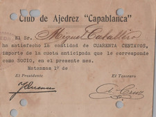 RARE CHESS CLUB JOSE RAUL CAPABLANCA 1944 MONTHLY QUOTE DOCUMENT ORIGINAL picture