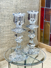 Beautiful Pair / Vintage Gus-Khrustalny Lead Crystal Tulip Candlestick Holders picture