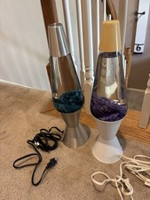 Vintage lot, TWO Lava Lite Lamps, 1990'S PURPLE AND BLUE BOTH WORK picture