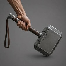 Metal Thor Mjolnir Hammer Replica with Leather Grip – Norse Mythology Cosplay picture