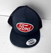 Ford Logo Black Mesh Snapback Trucker Hat - Yupoong The Classics picture