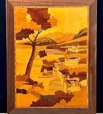Vintage Italian Sorrento Italy Inlaid Marquetry Wood Picture or Plaque Artwork picture