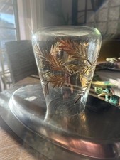 Vintage  MCM Glass Vase with Gold Leaf Design picture